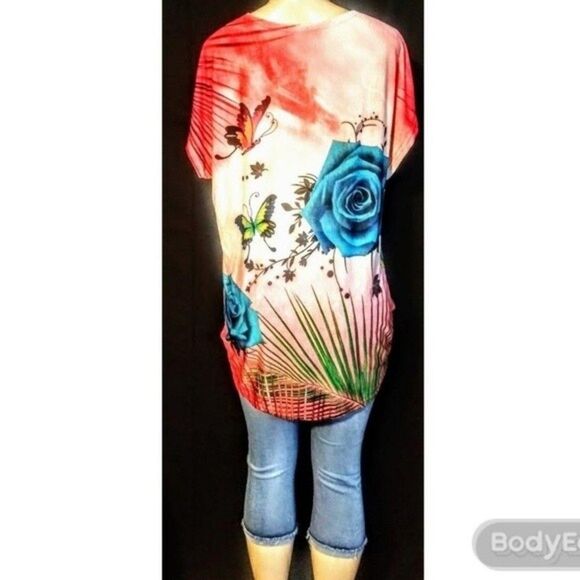 Red Butterfly Shirt With Bling - Picture 10 of 10